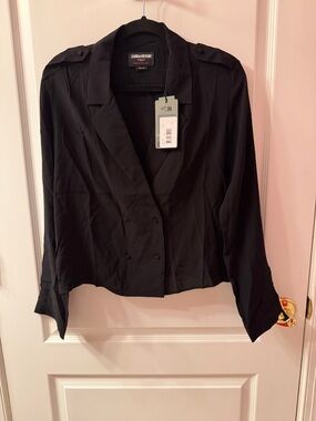 Zadig & Voltaire Black Double-Breasted Lightweight Blazer